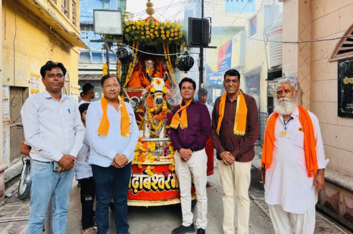 निंबाहेड़ा में उदयलाल आंजना द्वारा ढाबेश्वर महादेव व्यायाम शाला अखाड़े का स्वागत
